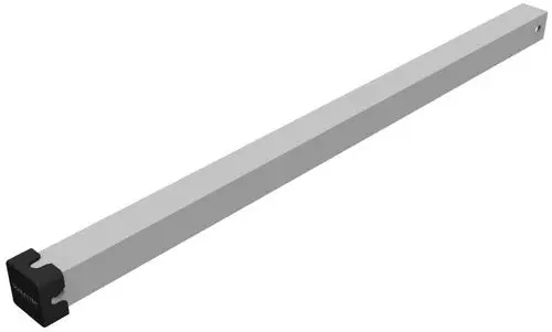 Gerade metallene Strebe mit schwarzer Endkappe, hergestellt von Schletter. Die Struktur ist schlicht und ohne zusätzliche Details.