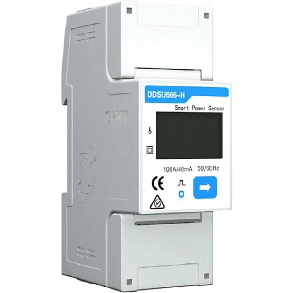 Weißer elektrischer Smart Power Sensor von HUAWEI, ausgestattet mit Display und Bedienelementen, zur Messung des Stromverbrauchs und zur Überwachung von Verbrauchergeräten.