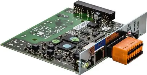 Leiterplatte von Fronius mit verschiedenen elektronischen Bauteilen, Steckverbindern und integrierten Schaltungen, die für Datenmanagementfunktionen genutzt wird.