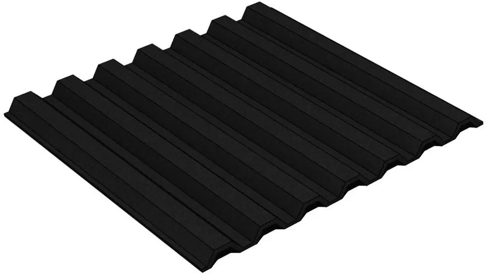 Schwarze Bodenplatte mit gerillter Oberfläche, hergestellt von K2 Systems, ideal für den Einsatz im Außenbereich oder auf Terrassen.