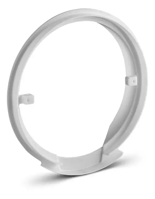 Weißer Schutzring aus Kunststoff mit Befestigungselementen, geeignet für die Wandmontage. Das Design stammt von der Marke LUNOS.