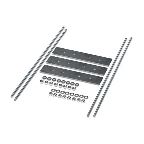 Befestigungsset mit Metallplatten, Schrauben, Unterlegscheiben und Stangen, geeignet für die Fundamentbefestigung. Hersteller: MENNEKES.