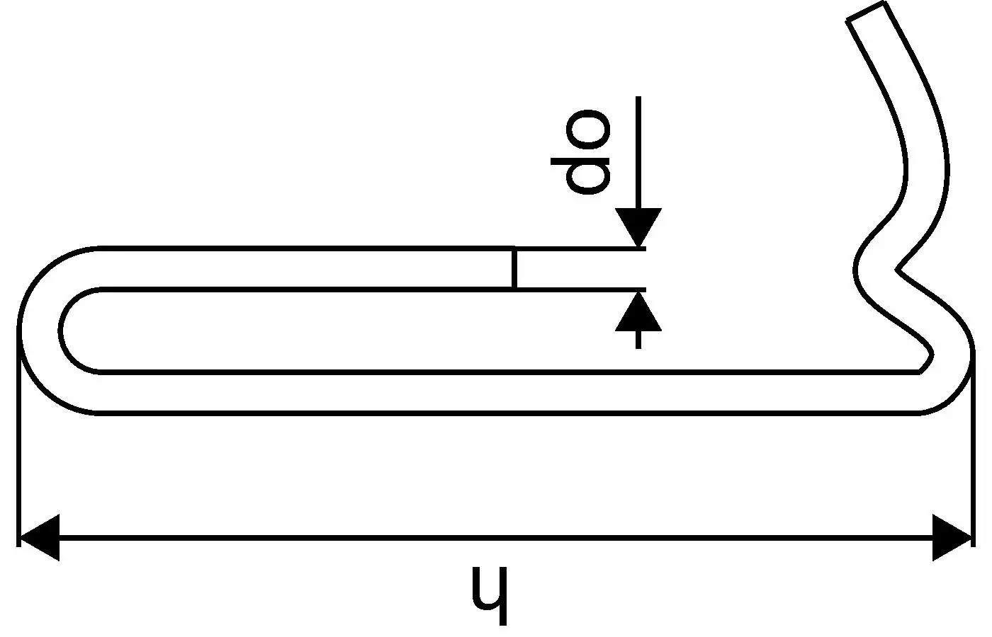 Aufzugsträger aus Metall mit gebogener Form und einem Durchmesser von 4 mm. Klar erkennbare Konstruktionsdetails für die Anwendung von Uponor Produkten.