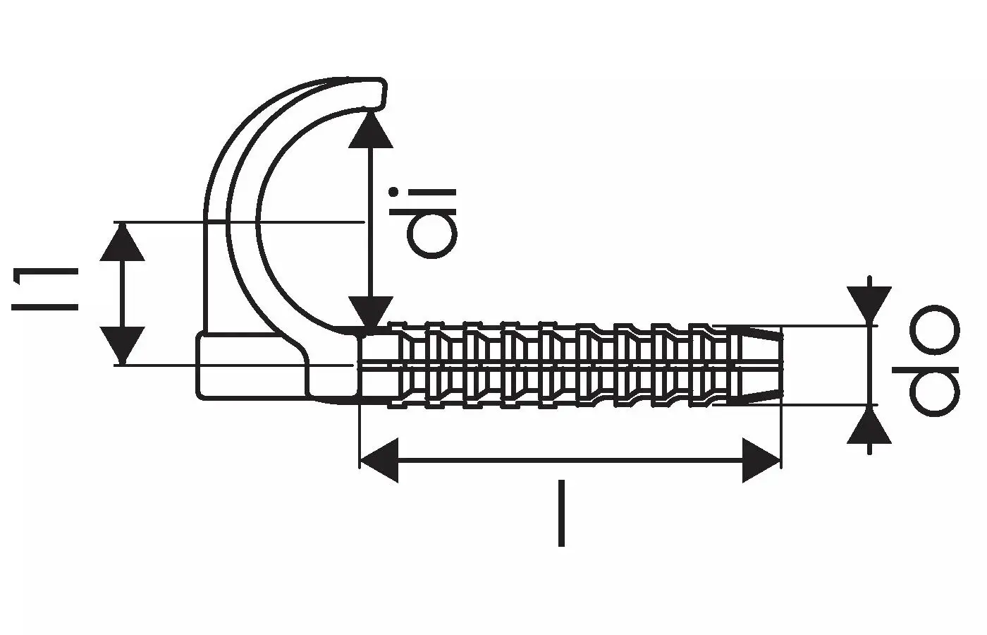 Teck Dübelhaken mit einer speziellen Form, der von Uponor hergestellt wird. Enthält eine Schraube mit gewelltem Schaft und einem Haken für die Befestigung.