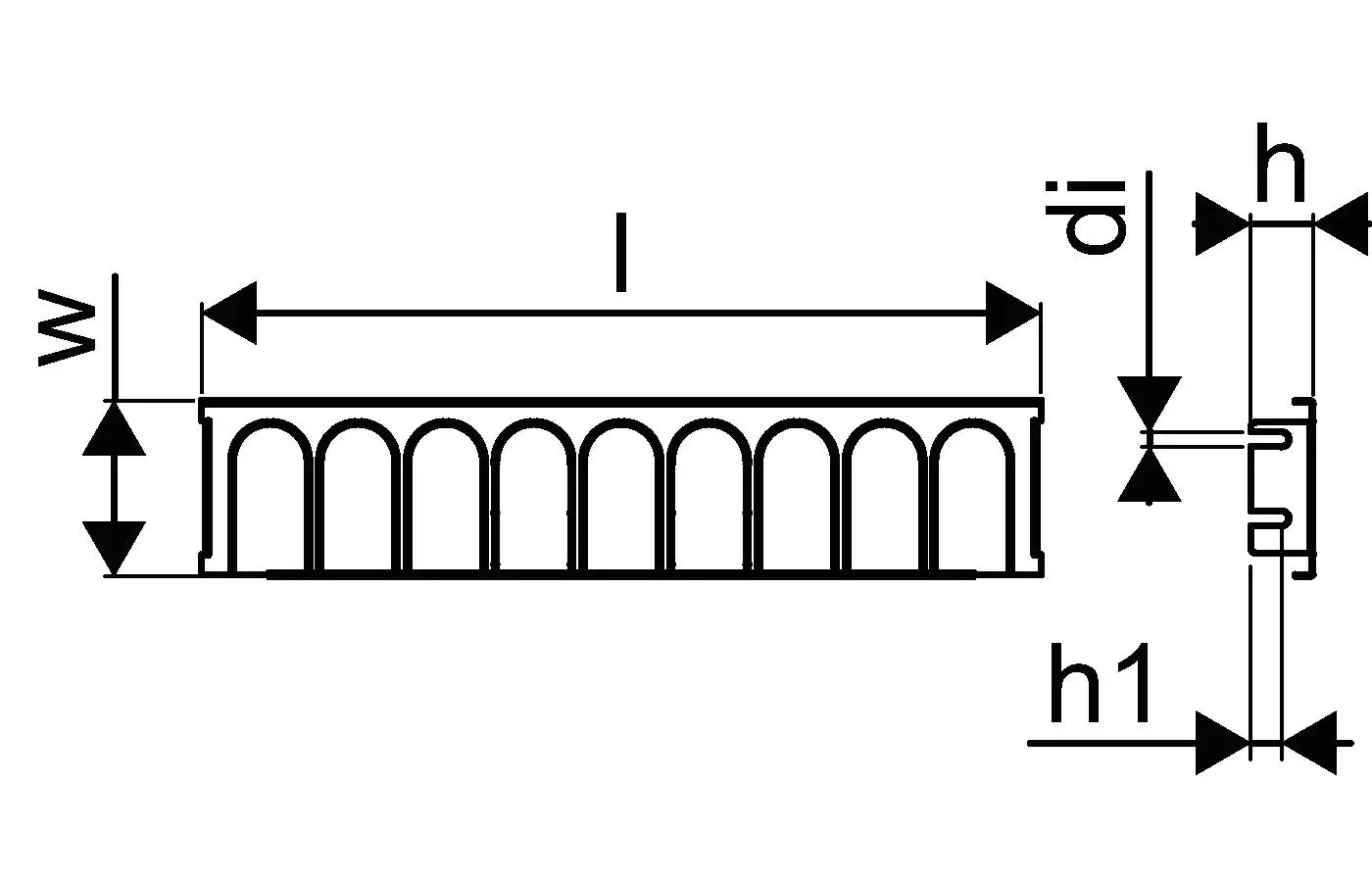 Abschlussblende mit mehreren Ausschnitten, die zur Abdeckung von Heizsystemen verwendet wird. Produkt von Uponor, Funktionalität zur Verkleidung von Heizerschließungen.