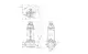 Zeichnung einer Tauchmotorpumpe von Grundfos mit technischen Abmessungen und Anschlussdetails, dargestellt in seitlicher und oberer Ansicht.