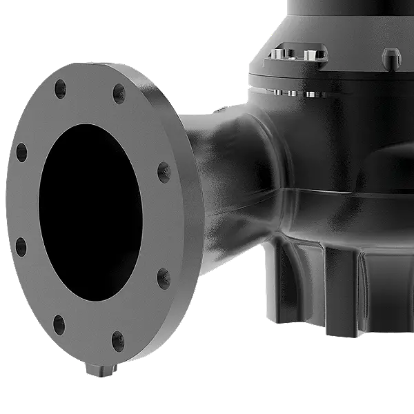 Tauchmotorpumpe von Grundfos mit Anschlussflansch, in grauer Farbe, zur Anwendung in Wasserpumpensystemen.