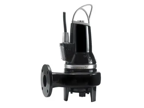 Tauchmotorpumpe von Grundfos in Schwarz mit seitlicher Anschlussbuchse und elektrischen Leitungen, geeignet für den Einsatz in verschiedenen Pumpenanwendungen.
