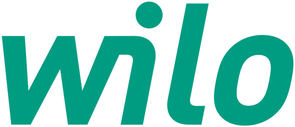 Wilo-Pumpe in grünem und grauem Design, mit einem runden Bedienfeld und einem kompakten Gehäuse. Abgebildet auf neutralem Hintergrund.