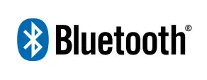Bluetooth-Logo der Marke Theben in Blau, abgebildet auf einem weißen Hintergrund. Das Design zeigt das Sound-Symbol in der Mitte und den Schriftzug "Bluetooth".