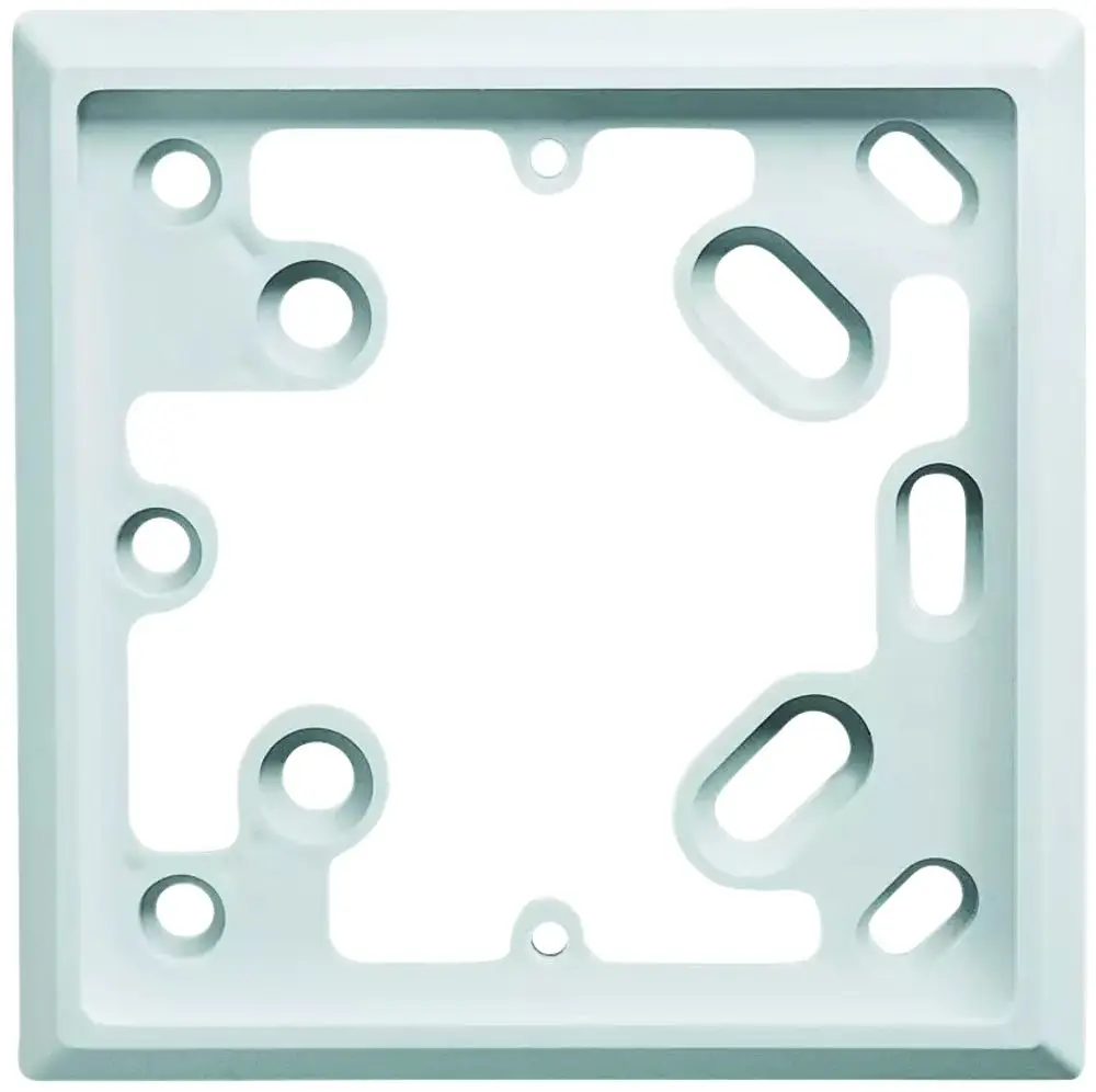 Adapterplatte in neutraler Farbe mit mehreren Öffnungen und Aussparungen, hergestellt von Theben, zur Montage und Verbindung von elektrischen Komponenten.