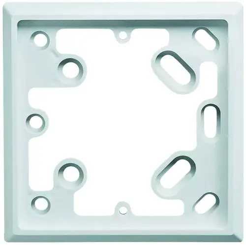 Adapterplatte in neutraler Farbe mit mehreren Öffnungen und Aussparungen, hergestellt von Theben, zur Montage und Verbindung von elektrischen Komponenten.