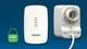 Theben KNX Stellantrieb mit Anschluss für Heiz- und Kühlventile, abgebildet auf blauem Hintergrund. Links ein Schloss-Symbol mit "KNX Data Secure".