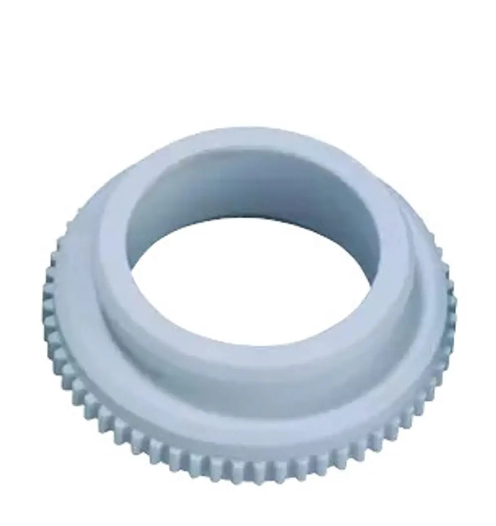 Weißer Ventiladapter mit gezahnter Außenkante, geeignet für die Verwendung mit Produkten der Marke Theben.