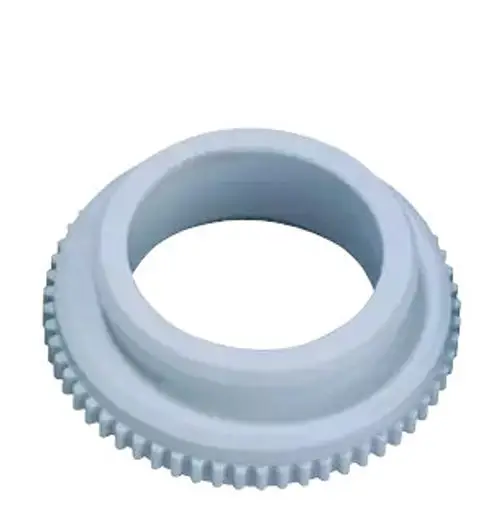 Weißer Ventiladapter mit gezahnter Außenkante, geeignet für die Verwendung mit Produkten der Marke Theben.