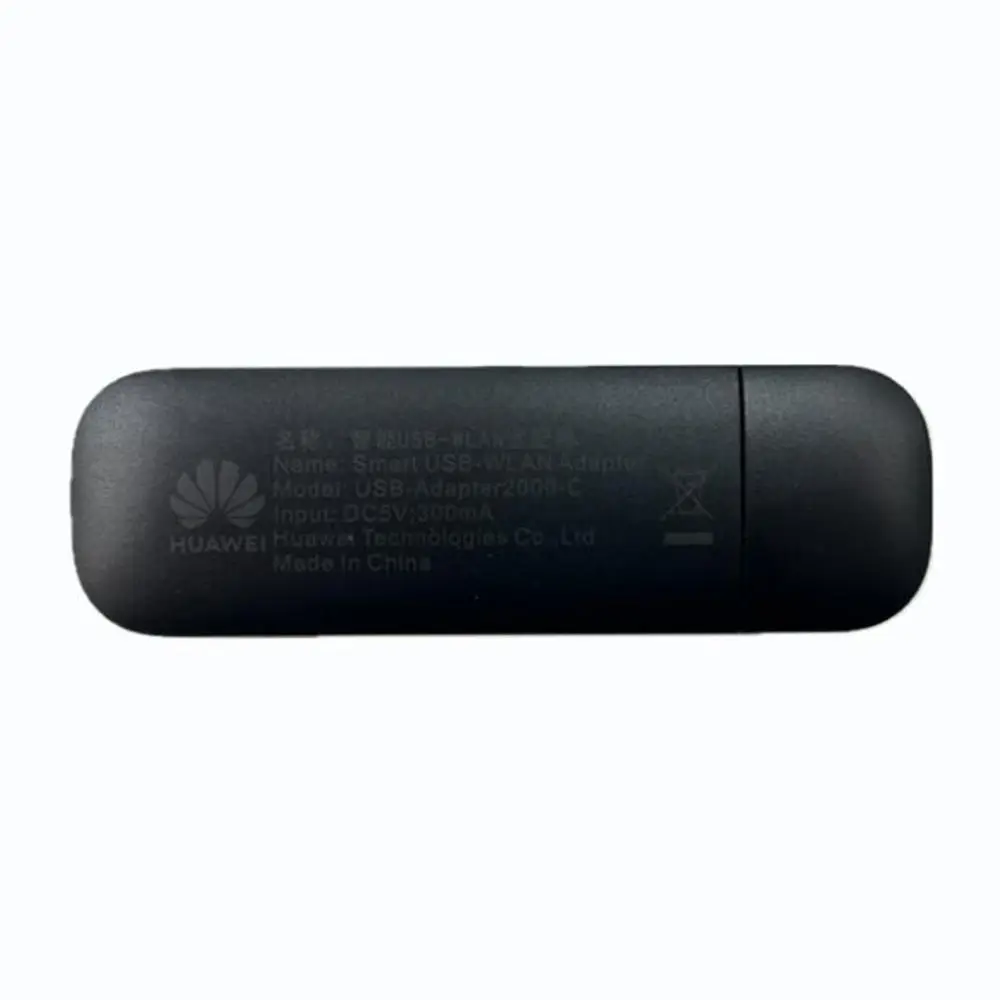 Schwarzer USB-Adapter mit der Aufschrift "HUAWEI" und technischen Informationen auf der Seite, einschließlich Modellbezeichnung und Eingangsparameter.