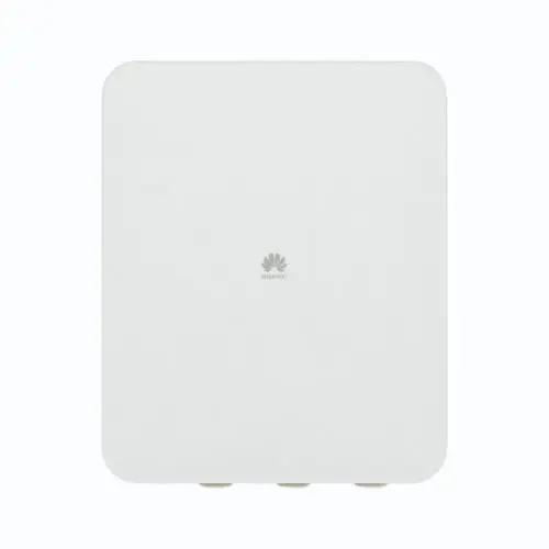 Weißes Rechteck mit abgerundeten Ecken und dem HUAWEI-Logo in der Mitte. Unten sind drei Tasten sichtbar. Vorderseite ohne weitere Beschriftungen.