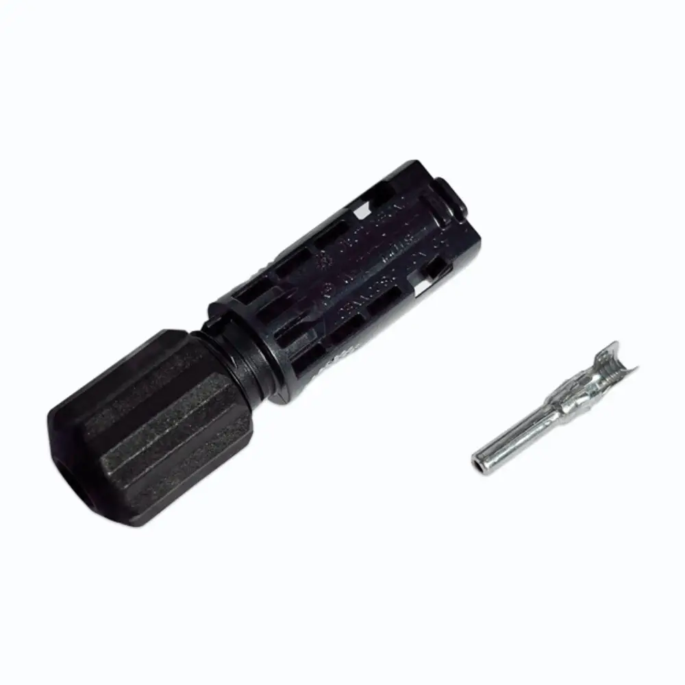 Amphenol H4 Plus Stecker in Schwarz mit abnehmbarer Metallspitze und gerilltem Griff für sichere Handhabung. Ideal für Anwendungen im Bereich der Fahrzeugverkabelung.