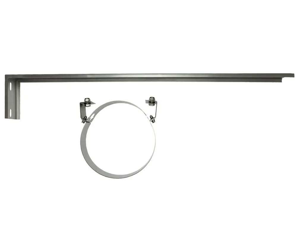 Brötje Stützkonsole aus Metall mit einer horizontalen Schiene und einem runden Halter, geeignet für die Befestigung von Abgassammlern.