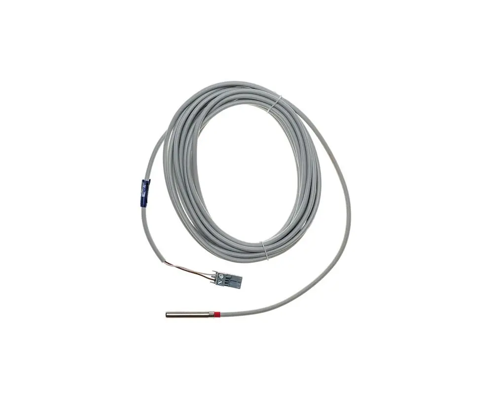 Temperatursensor mit grauem Kabel und einem Metallfühler an einem Ende. Der Sensor gehört zur Marke Brötje und wird für verschiedene Messanwendungen eingesetzt.
