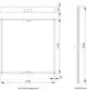 Brötje Produkteigenschaft, schematische Darstellung einer rechteckigen Beschwerungswanne mit Maßen und Anschlussdetails in technischen Zeichnungen.