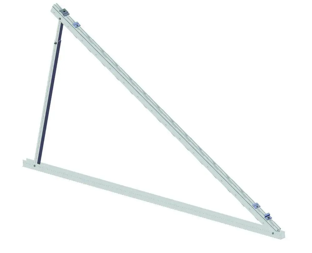 Montierte Flachdach-Last-Verstärkung von Brötje, bestehend aus mehreren Schienen in Dreiecksform, zur Stabilisierung von Solaranlagen auf Flachdächern.