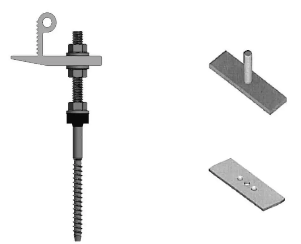 Brötje Stockschrauben-Set mit einer Schraube, Unterlegscheiben und einer Plattenhalterung, zur sicheren Befestigung in verschiedenen Anwendungen.