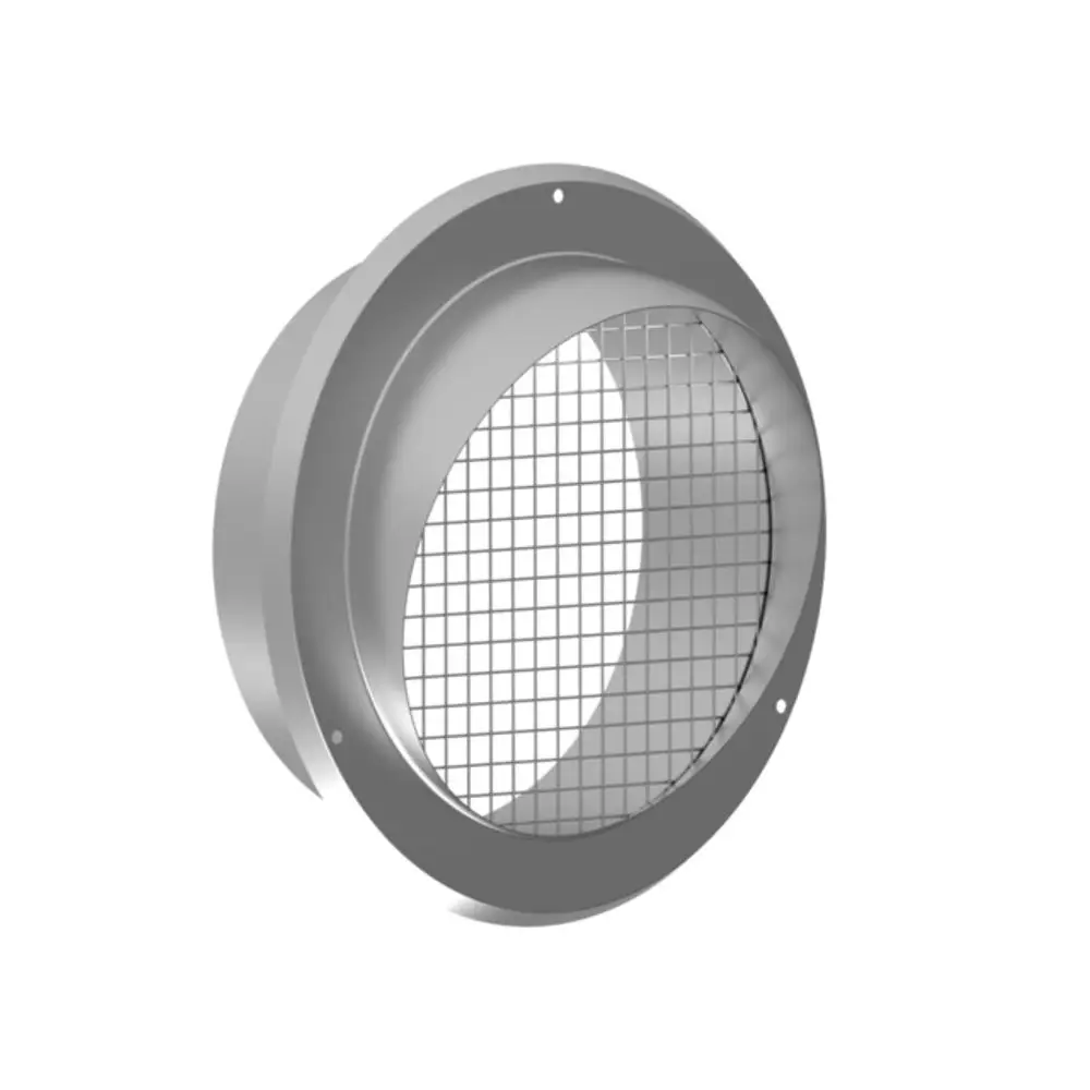 Rundes Metallgitter mit Rahmen, geeignet für Lüftungs- oder Abzugssysteme. Teil der Produktreihe von Brötje.