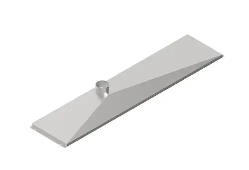 Tropfschale aus Metall mit einer zentralen Öffnung auf der Oberseite, geformt mit geneigten Seiten. Produkt von Brötje.