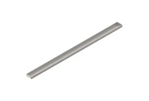 Lange, schmale Halteplatte aus Metall, in einer neutralen Farbe, geeignet für die Verwendung in Heizsystemen, beispielsweise von der Marke Brötje.