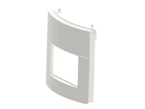 Weiße Schaltfeld-Zierleiste von Brötje mit rechteckigem Fenster und zwei seitlichen Befestigungsclips.