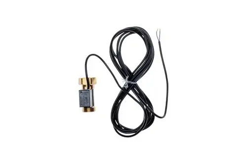 Durchflussmesser mit Anschlussgewinde und kabelgebundenem Sensor. Produkt von Brötje, geeignet für die Überwachung von Flüssigkeitsströmen.