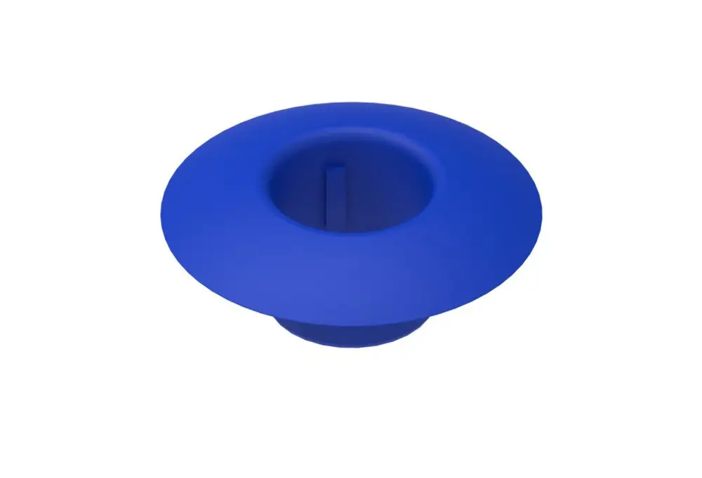 Blaue Rohrmanschette von Brötje, mit einer runden, breiten Kante und einem mittigen Eingriff, geeignet für Rohrverbindungen.