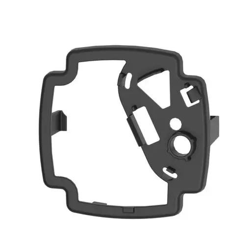 Halterung in schwarzem Kunststoff für den Alpha-reader von Brötje, mit Aussparungen und Befestigungselementen.