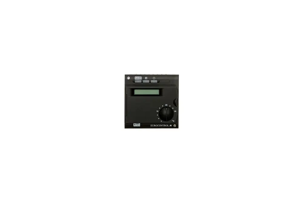 Schwarze Bedieneinheit von Brötje mit einem LCD-Display, einem Drehregler und mehreren Tasten für die Steuerung, in einem kompakten Format.