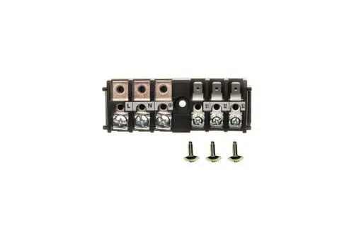 Klemmenblock von Brötje mit Anschlüssen für L, N, S1, S2 und S3. Befestigungsschrauben liegen bei. Geeignet für elektrische Verbindungen.