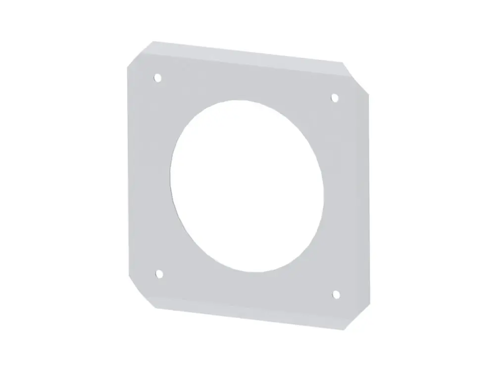 Mauerblende in neutraler Farbe, quadratische Form mit rundem Innenausschnitt und mehreren Bohrlöchern, hergestellt von Brötje.
