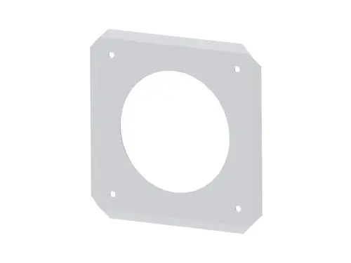 Mauerblende in neutraler Farbe, quadratische Form mit rundem Innenausschnitt und mehreren Bohrlöchern, hergestellt von Brötje.