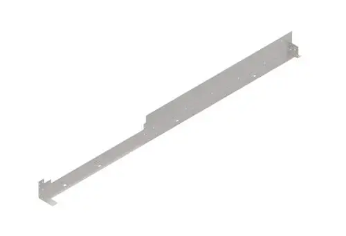 Lange, metallische Halterung in neutraler Farbe, eventuell von Brötje, mit mehreren Bohrungen zur Befestigung an Wänden oder anderen Oberflächen.