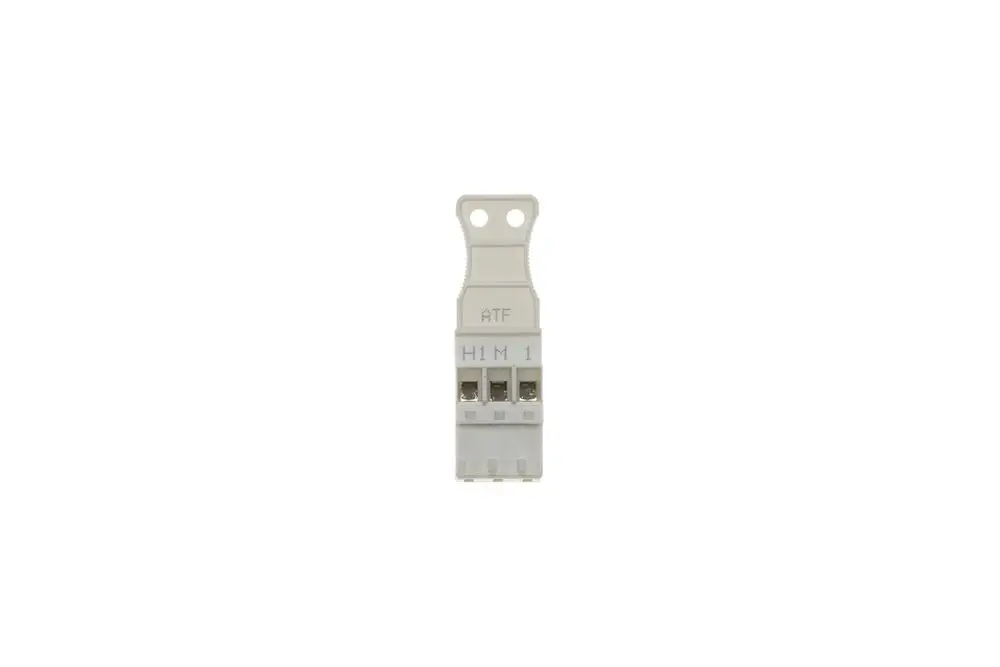Stecker von Brötje in hellem Kunststoff mit zwei Anschlüssen, beschriftet mit "H1" und "M1", zur elektrischen Verbindung in Anwendungen.