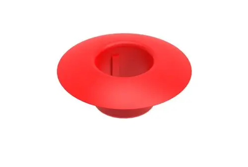 Rote Rohrmanschette, hergestellt von Brötje, mit zentralem Öffnung und gewölbtem Rand, geeignet zur Verbindung von Rohren.