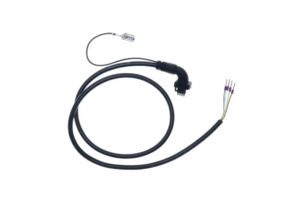 Kabel mit gebogenem Stecker und mehreren Leitungen, typisch für Elektronik-Anwendungen. Ermöglicht den Anschluss von Sensoren, möglicherweise passend für Brötje Produkte.