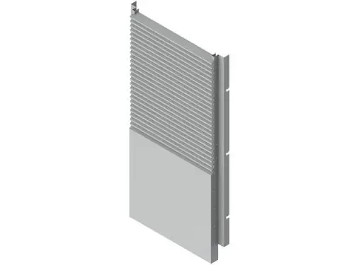 Verkleidung für Luft Ein- und Auslass, designed von Brötje, mit horizontalen Lamellen oben und einem flachen Bereich unten.