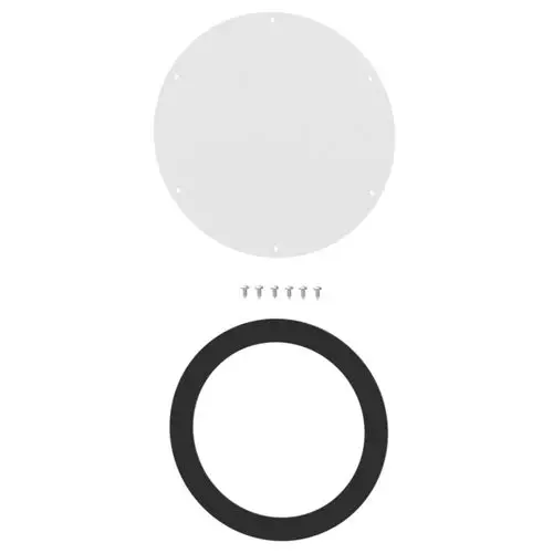 Verschlußplatten-Set bestehend aus einer transparenten Platte, einem schwarzen Ring und Schrauben, geeignet für WGB-K 22/28.1 von Brötje.