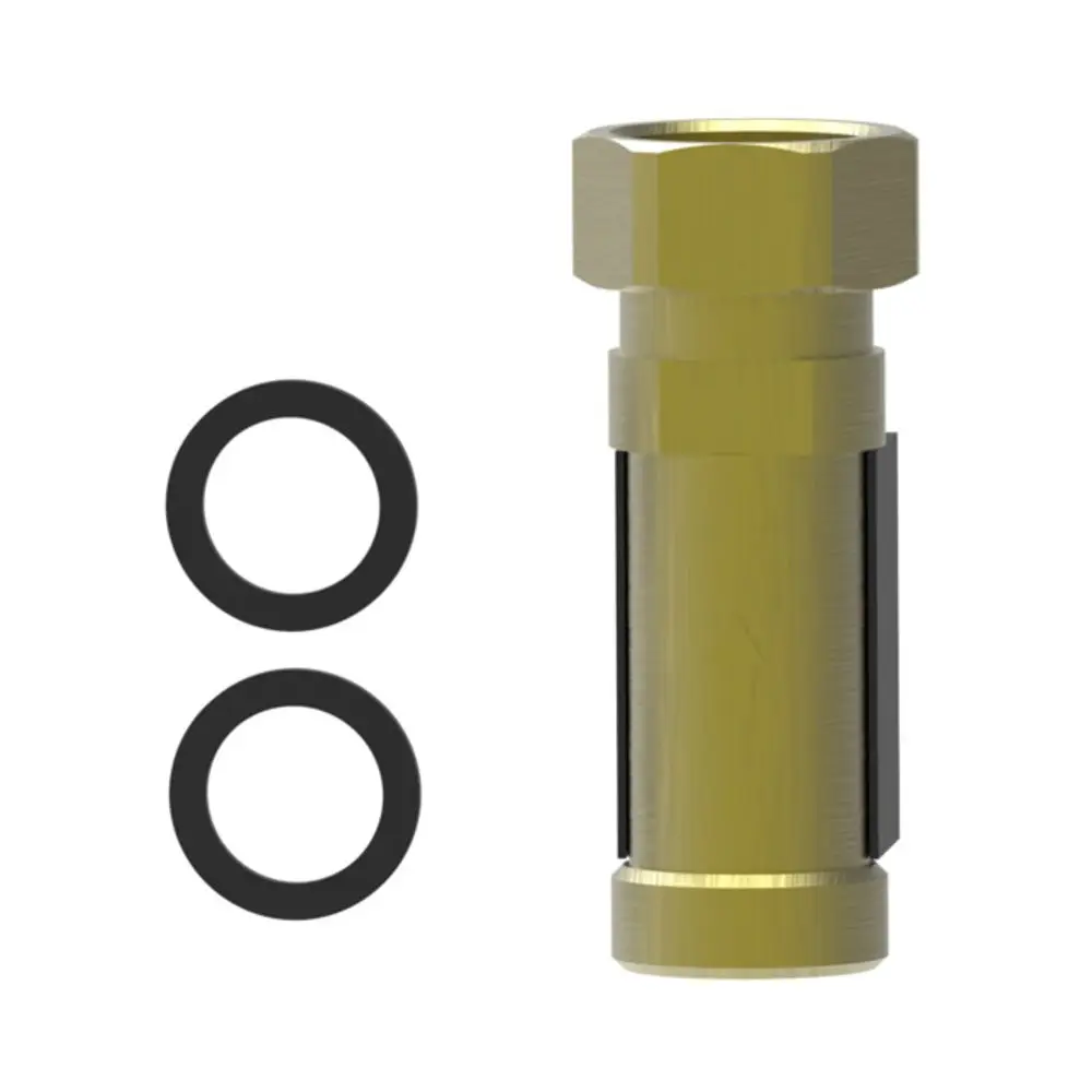 Durchflussmesser von Brötje, zylindrische Form mit zwei O-Ringen daneben, zum Anschließen an Rohrleitungen in Heizsystemen.