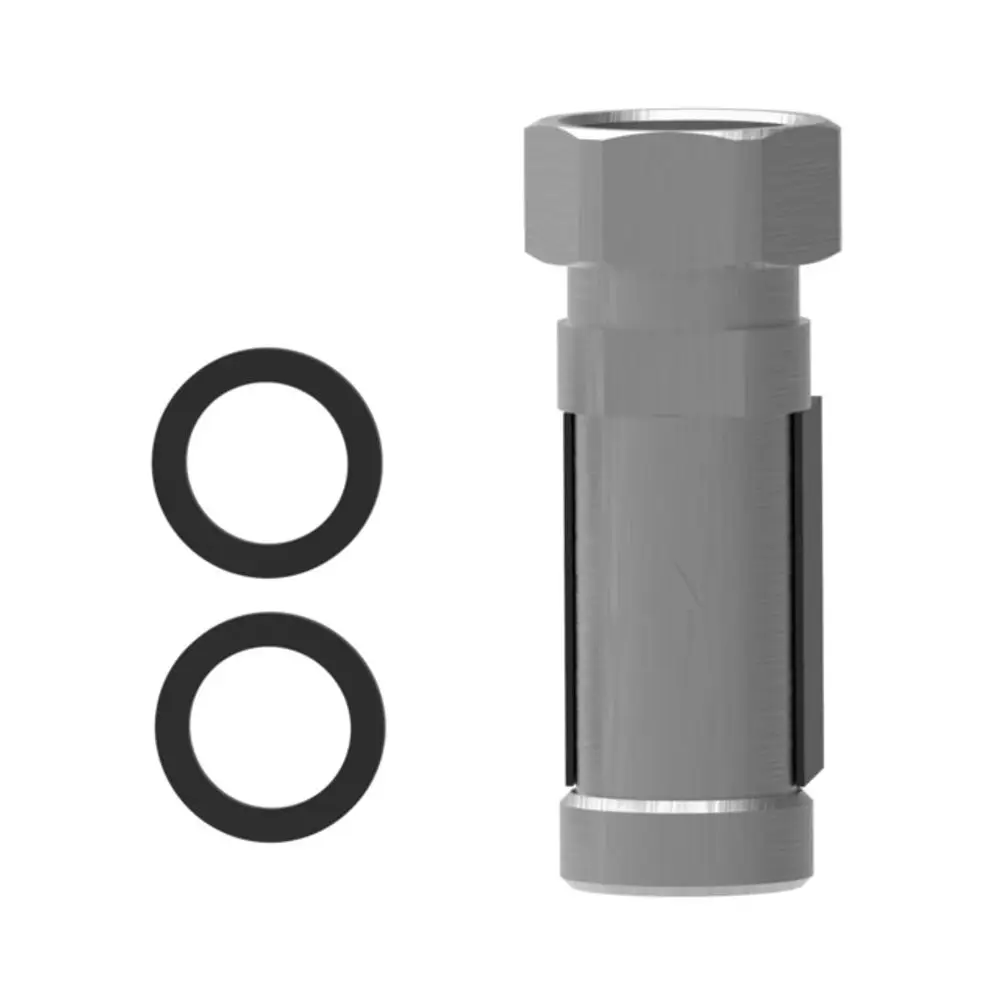 Durchflussmesser in Silber, zylindrische Form mit zwei schwarzen Dichtungen. Produkt von Brötje, geeignet für verschiedene Installationen.
