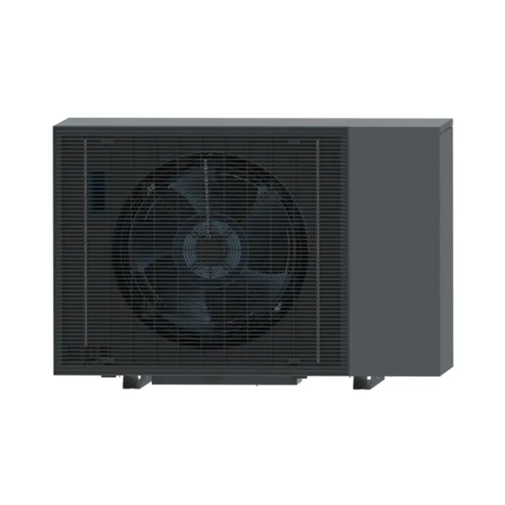 Oberflächenmontierte Wärmepumpe von Brötje mit einem großen Ventilator, umgeben von einem stabilen Gittergehäuse zur Luftzirkulation.