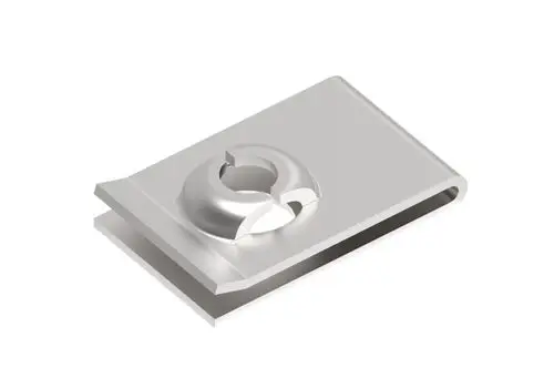 Schnellmontage-Mutter aus Metall, mit abgerundetem Ende und einer zentralen Aufnahme. Produkt von Brötje, geeignet für verschiedene Befestigungen.
