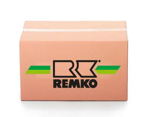 Karton mit dem Logo von Remko, farbiges Design in Schwarz und Grün, auf einem weißen Hintergrund.
