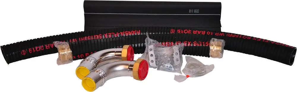 Zubehörset von Novelan mit verschiedenen Schläuchen, Kupplungen und Fittings, geeignet für hydraulische Anwendungen.